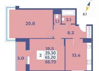 2-ком. квартира на продажу, 66.7 м2, деревня Рогозинино, деревня Рогозинино, 5