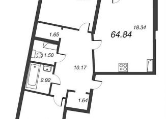 Продается 2-ком. квартира, 66.6 м2, Ленинградская область