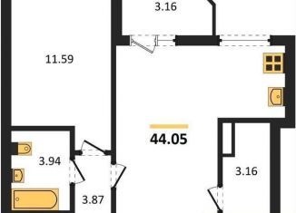 Продажа 1-комнатной квартиры, 44 м2, Воронежская область