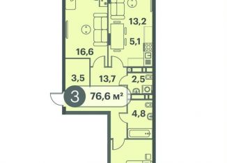 Продам 3-ком. квартиру, 76.6 м2, Красноярский край