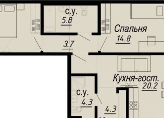 2-ком. квартира на продажу, 71.6 м2, Санкт-Петербург, набережная реки Карповки, 27В