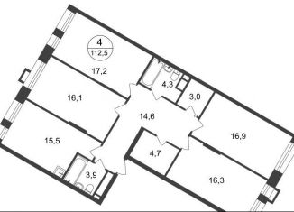 Четырехкомнатная квартира на продажу, 112.5 м2, Московский, 7-я фаза, к2