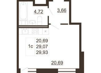 Продажа квартиры студии, 29.9 м2, Гатчина, улица Хохлова, 16