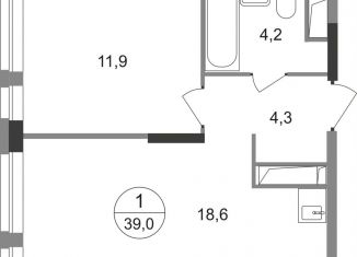 Продажа 1-комнатной квартиры, 39 м2, Москва