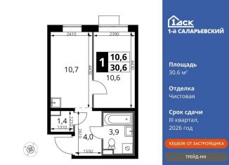 Продается 1-комнатная квартира, 30.6 м2, Наро-Фоминский городской округ, Киевское шоссе, с1