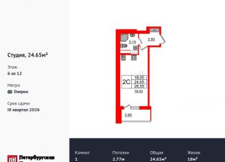 Продаю квартиру студию, 24.7 м2, Санкт-Петербург, метро Парнас