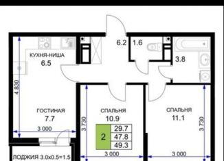 Продажа двухкомнатной квартиры, 48.9 м2, Краснодар, Прикубанский округ, улица имени Героя Ростовского, 8к4