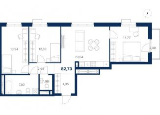 Продам 3-комнатную квартиру, 82.7 м2, Екатеринбург