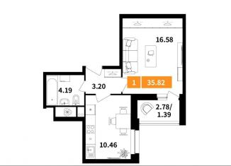 Продается 1-ком. квартира, 35.8 м2, Московская область