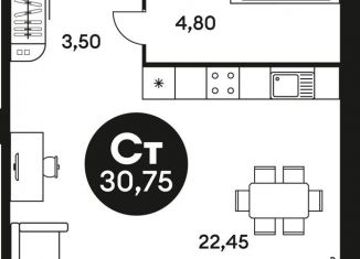 Квартира на продажу студия, 30.8 м2, Ростовская область, Красноармейская улица, 254