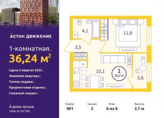 Продаю однокомнатную квартиру, 36.2 м2, Екатеринбург, Проходной переулок, 1А, метро Уральская