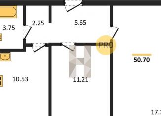 Продается двухкомнатная квартира, 50.7 м2, Новосибирск, улица Забалуева, с10, метро Площадь Маркса