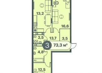 Продается 3-ком. квартира, 73.3 м2, Москва, улица Вавилова, 1, Донской район