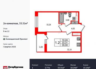 Продажа 1-комнатной квартиры, 33.3 м2, Санкт-Петербург