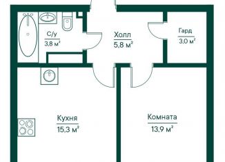 Продам 1-ком. квартиру, 41.8 м2, Самара