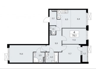 Продажа 4-комнатной квартиры, 78.1 м2, деревня Столбово, деревня Столбово, 39