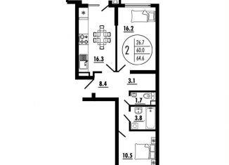 Продается 2-комнатная квартира, 64.6 м2, Ростовская область