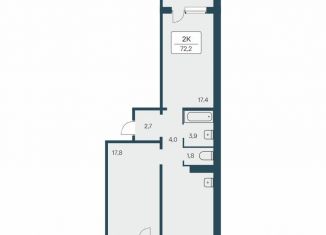 2-ком. квартира на продажу, 72.2 м2, Кемерово, Заводский район, улица Сибиряков-Гвардейцев, 3