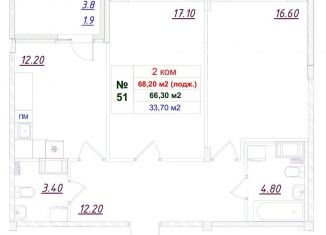 Продается 2-ком. квартира, 67 м2, Ленинградская область