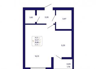 Продам однокомнатную квартиру, 31.3 м2, Уфа, Ленинский район