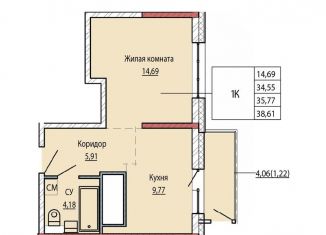 Продам 1-комнатную квартиру, 35.8 м2, Хабаровский край