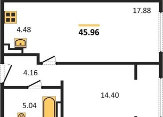 1-комнатная квартира на продажу, 46 м2, Новосибирская область, Красногорская улица