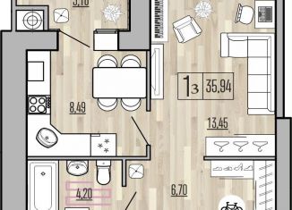 Продам 1-ком. квартиру, 35.9 м2, Рязанская область