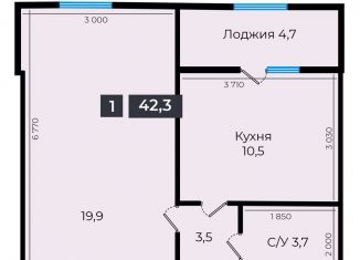 Продажа 1-ком. квартиры, 42.3 м2, Ставрополь, Промышленный район, улица Южный Обход, 53В