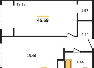 1-комнатная квартира на продажу, 45.6 м2, Новосибирск, Красногорская улица