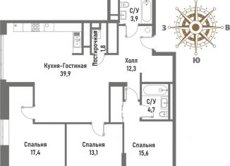 Продается 4-комнатная квартира, 108.7 м2, Москва, ВАО, Рубцовско-Дворцовая улица, 4