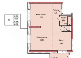 Продается 2-комнатная квартира, 61.4 м2, Хабаровск