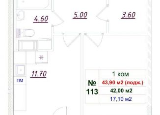 Продаю 1-ком. квартиру, 43 м2, Ленинградская область, Пушкинское шоссе, 1