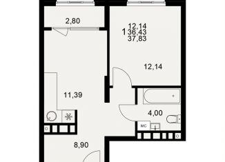 1-ком. квартира на продажу, 37.8 м2, Рязань, Московский район