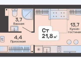 Продается квартира студия, 21.8 м2, Тюмень, Новгородская улица, 9Б