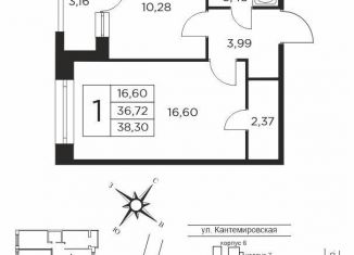 Продается 1-комнатная квартира, 38 м2, Санкт-Петербург, Большой Сампсониевский проспект, 70к3, Выборгский район