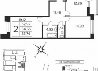 Продается 2-комнатная квартира, 65 м2, Санкт-Петербург, Большой Сампсониевский проспект, 70к3, Выборгский район