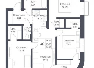 Продаю 4-комнатную квартиру, 84.9 м2, Новосибирск, метро Заельцовская