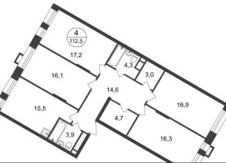 Четырехкомнатная квартира на продажу, 112.5 м2, Московский, 7-я фаза, к2