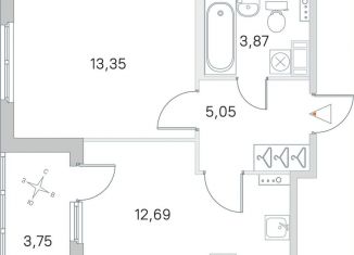 Продаю однокомнатную квартиру, 36.8 м2, посёлок Стрельна, ЖК Любоград