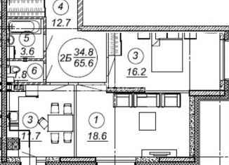 Продается двухкомнатная квартира, 65.1 м2, Казань, Советский район, улица Габдуллы Кариева, 4Ак2