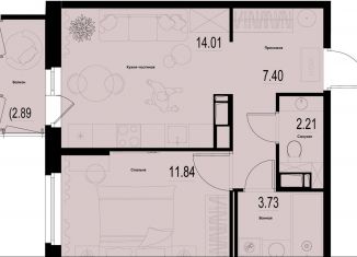 Продаю 1-ком. квартиру, 40.1 м2, Мурино