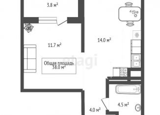 Продажа 1-ком. квартиры, 38 м2, посёлок Озёрный