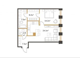 Продается 1-комнатная квартира, 62 м2, Санкт-Петербург, Выборгский район, аллея Академика Лихачёва, 7