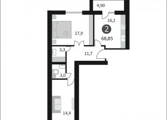 Продается 2-комнатная квартира, 68.9 м2, Смоленск