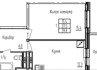 1-ком. квартира на продажу, 39.8 м2, Зеленодольск, проспект Строителей, 34