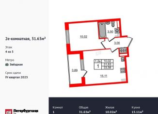 Продается 1-ком. квартира, 31.6 м2, Санкт-Петербург, Московский район