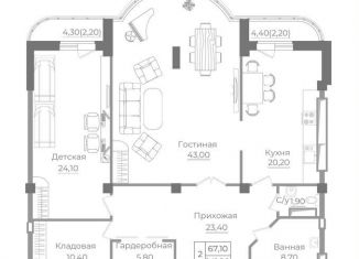 Продажа 2-комнатной квартиры, 146.2 м2, Ростовская область, проспект Михаила Нагибина, 38