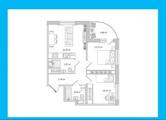 Продажа 2-ком. квартиры, 57.7 м2, Санкт-Петербург