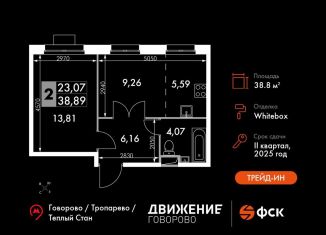 Продам двухкомнатную квартиру, 38.9 м2, Москва