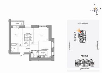 Продается 3-ком. квартира, 83 м2, Барнаул, Индустриальный район, Взлётная улица, 2Г